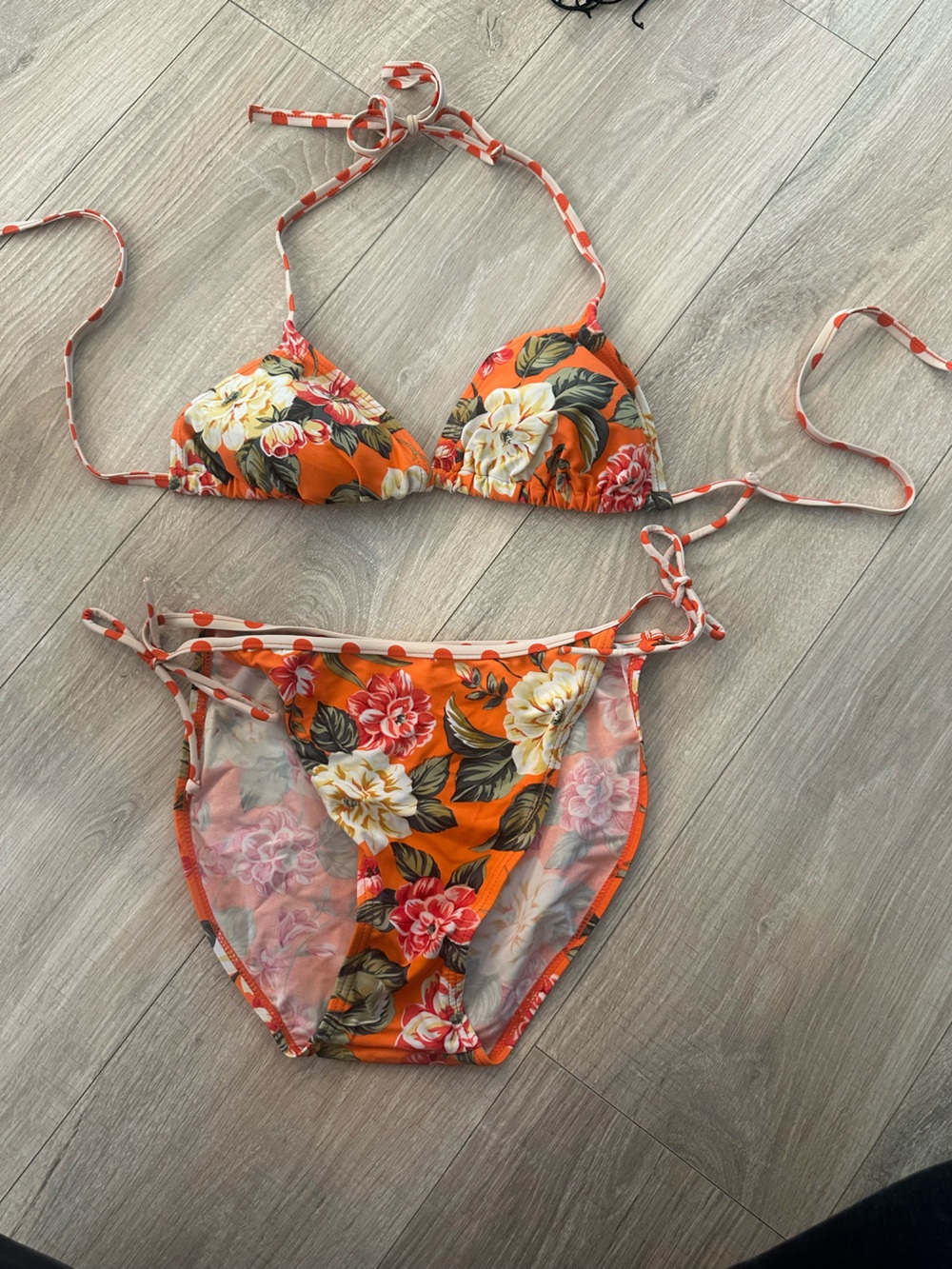 Liquid Blue Orange Floral Bikini Bottoms